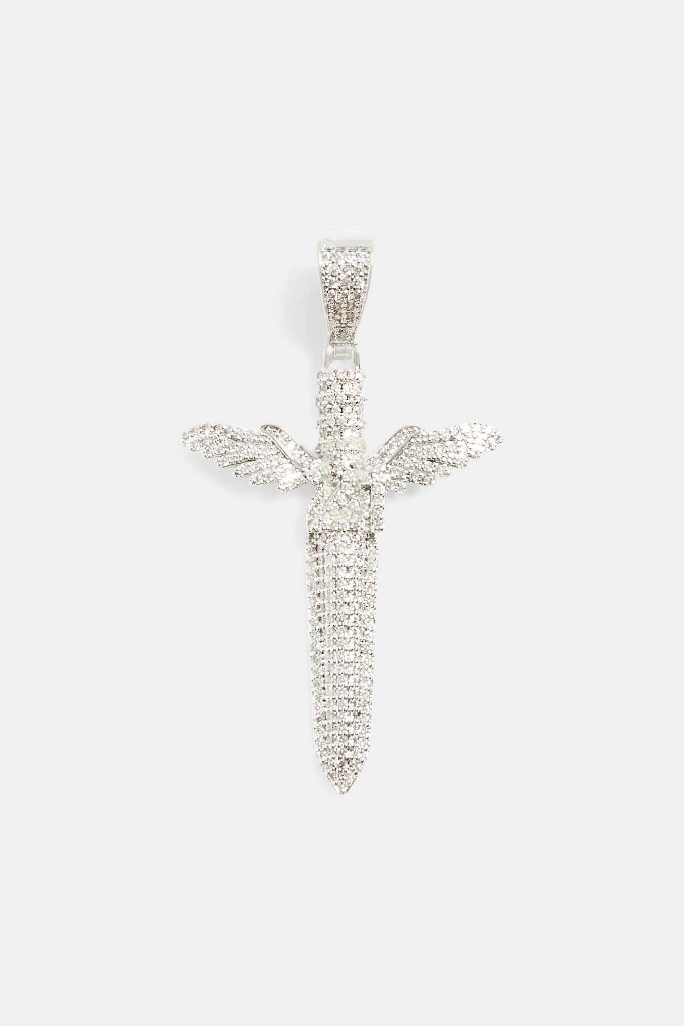 Großer 50 mm Iced CZ Pave Schwertanhänger